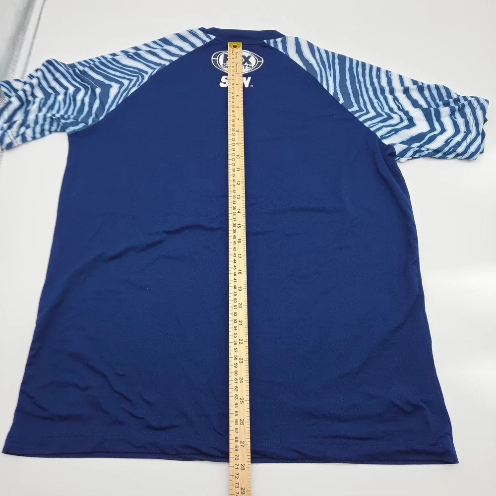 Zubaz Tampa Bay Rays MLB Shirt Mens Medium Navy Blue Zebra Raglan Fox Sports Sun - Picture 6 of 8